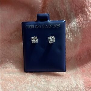 Sterling Silver 925 AAA CZ  Square Studs Earrings NEW